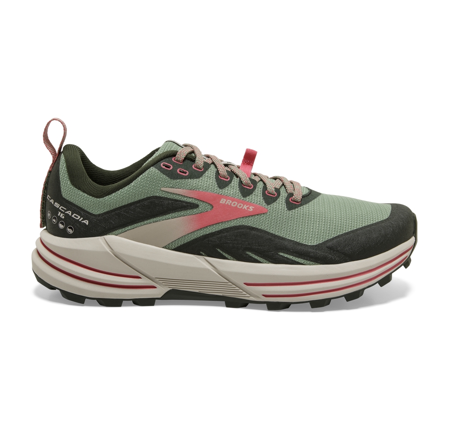 Brooks Womens Trail Running Shoes Nz - Cascadia 16 Green/Coral ( FDGPN1850 )